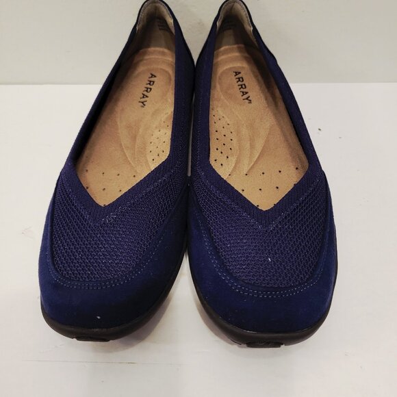 Womens Blue Array Slip On Ballet Flat Shoes Size 7W - Picture 3 of 6